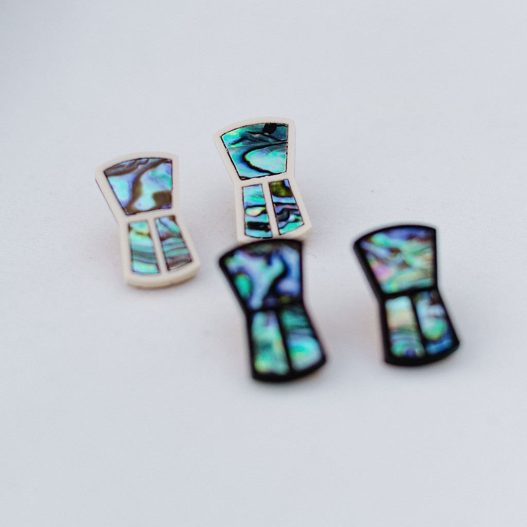 coastal shield black ivory studs