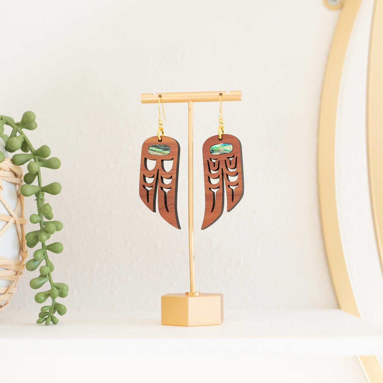 Cedar wood "Love Birds" earrings from Copper Canoe Woman.