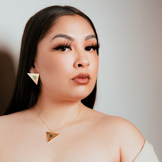 moon time necklace gold metal abalone