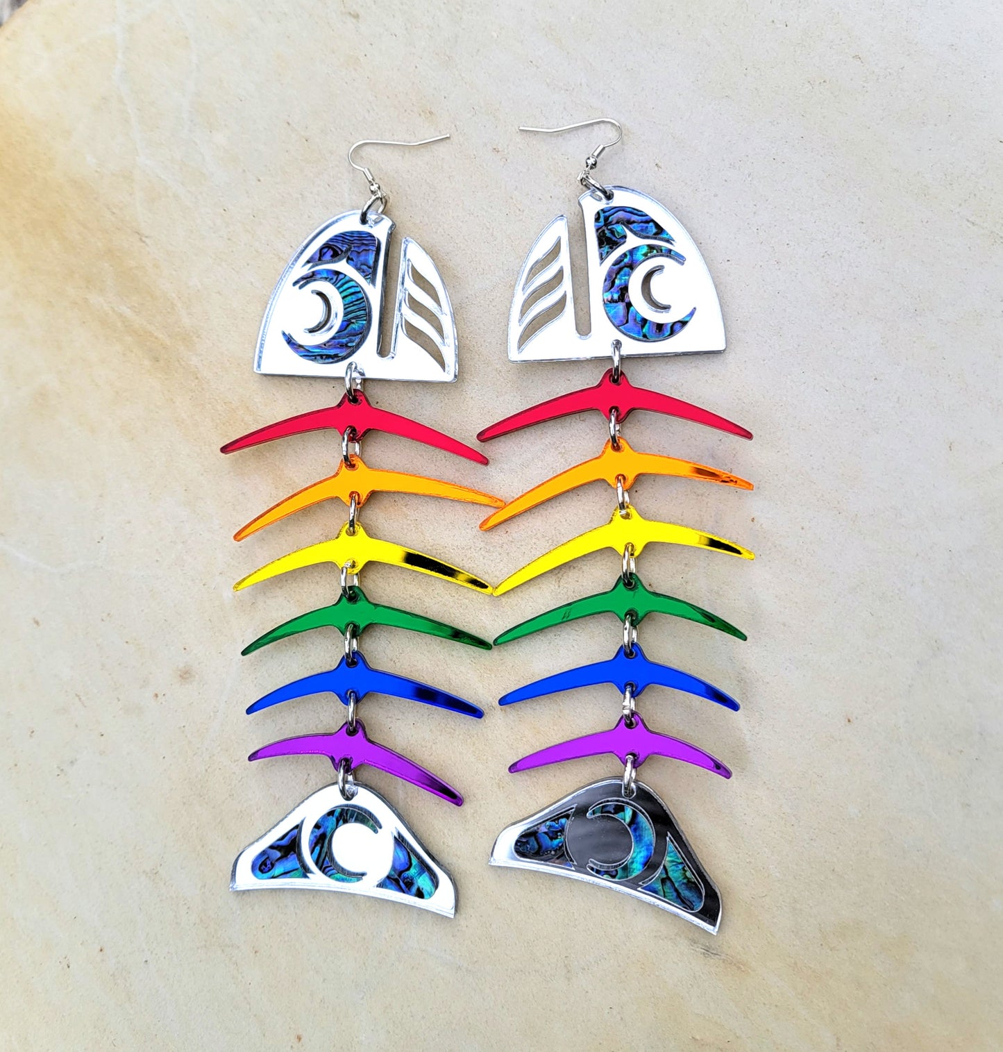 salmon ghost large rainbow acrylic silver mirror