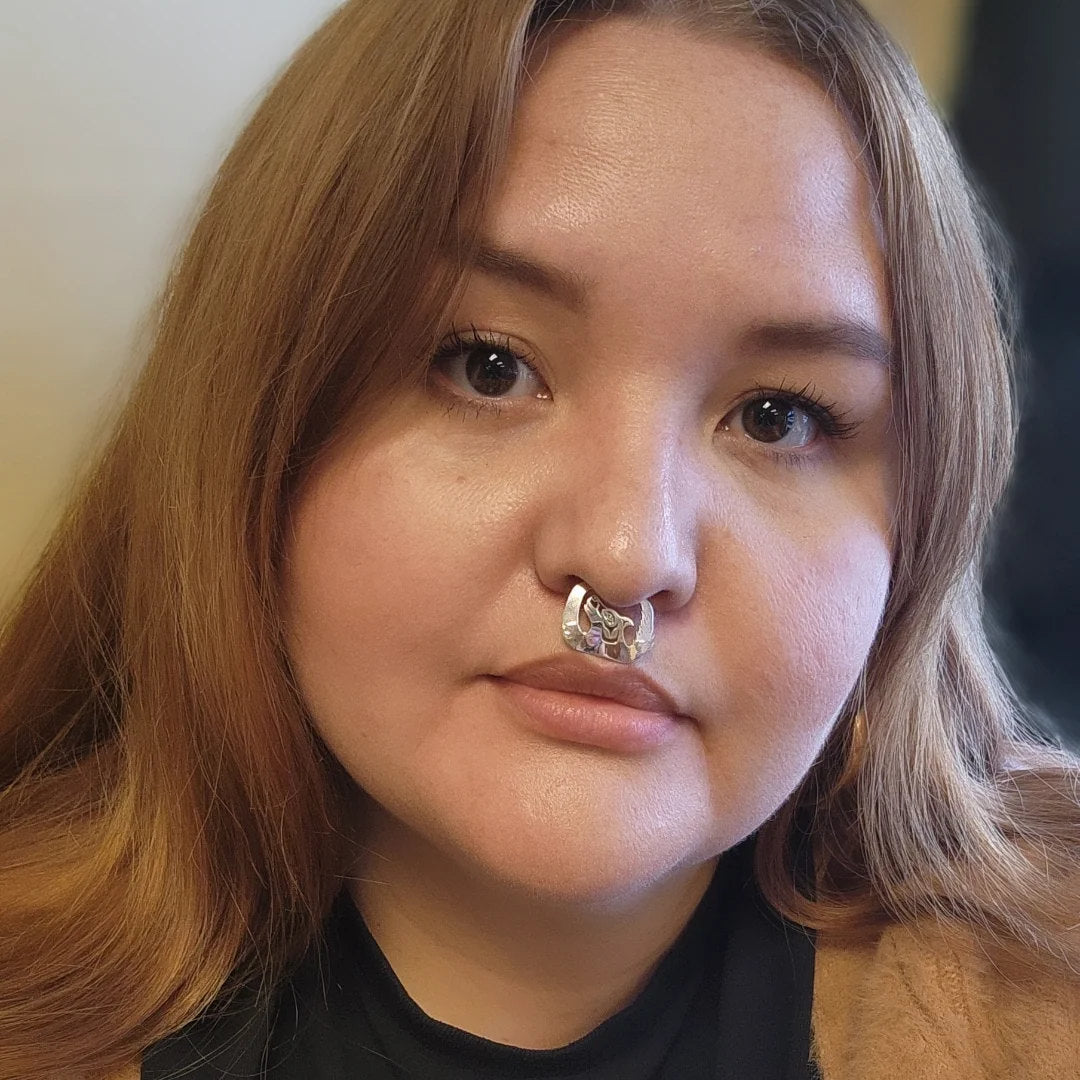 septum ring sterling silver small wolf