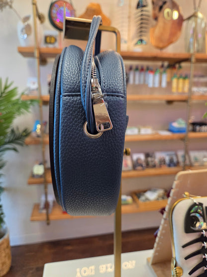 Blue READY TO SHIP purse with silver zipper