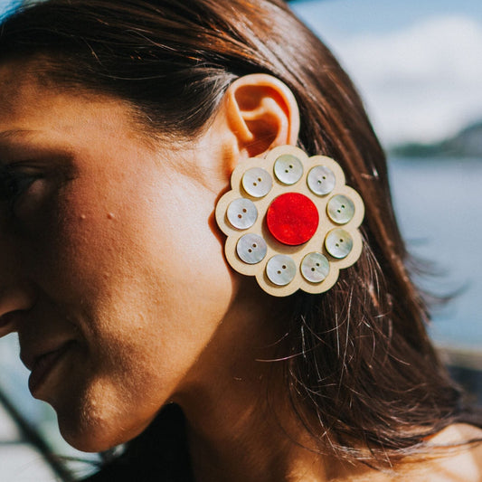 Copper-Canoe-Woman-Button-Blanket-Flowers