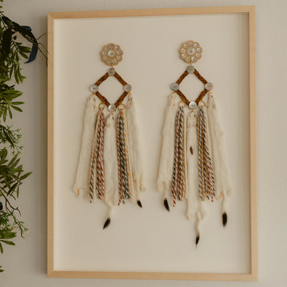 framed art rooted futures ermine earring cedar abalaone wool 