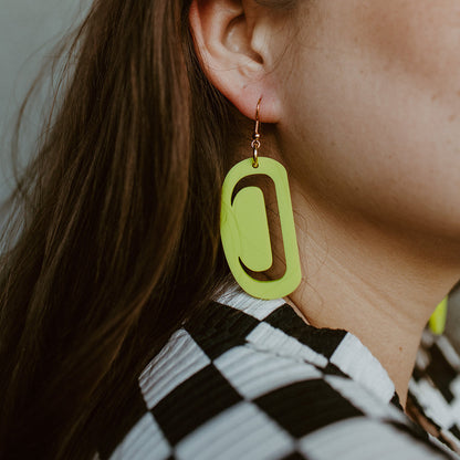 Small ovoid neon pear crescent jewellery piece from 2024 collection
