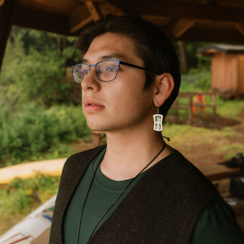 Gold Metal Abalone hook earrings